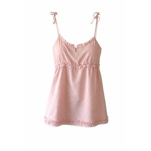 GAP Rose Pink Silk Blend Camisole Top Women's Small Ruffle Trim Adjustable Strap